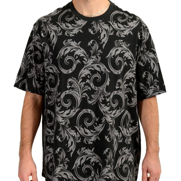 Versace Men's Barocco Print Two Tone Short Sleeve T-Shirt US 3XL IT 58 - Picture 1 of 7